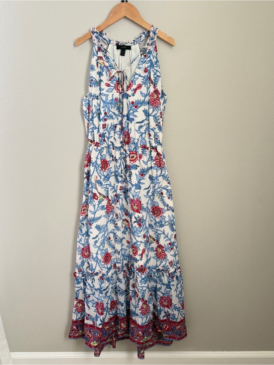 J. Crew Dresses & Skirts - J. Crew Floral Tie-Front Maxi Dress in White with Blue & Red Print - 00